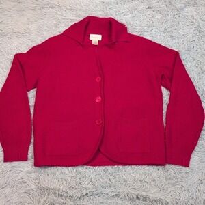 Vintage Studio‎ Works Sweater Womens XL Red Cardigan Wool Button Up Preppy